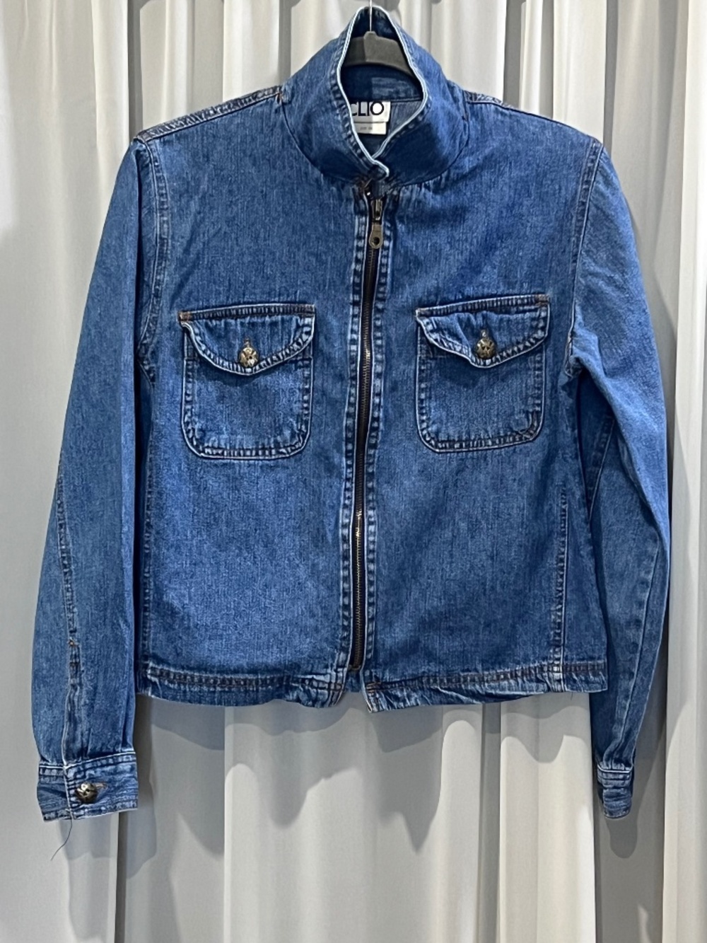 Vintage Clio Womens Denim Jean Jacket Size Small Y2K 90's Full Zip 100% Cotton